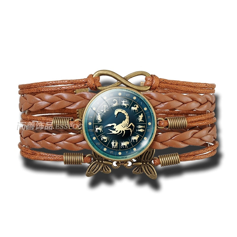 Peris Gems Scorpio Multilayered Leather 12 Constellation Zodiac Glass Dome Bracelets Unisex Multilayered Leather 12 Constellation Zodiac Glass Bracelets SHEIN Amazon Temu