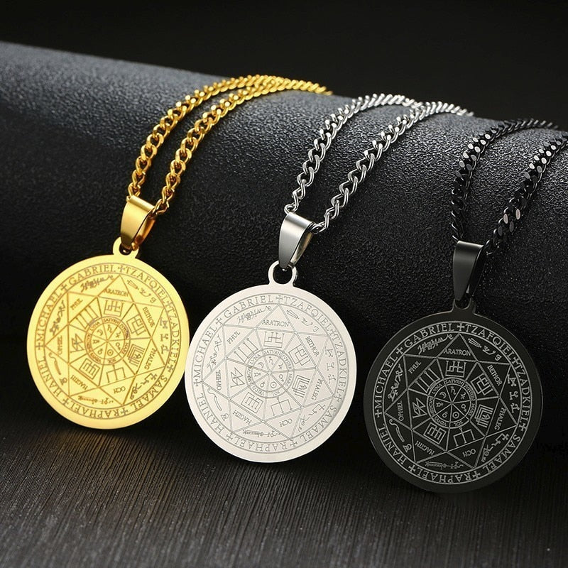Peris Gems Seal of the Seven Archangels Necklaces Unisex | Stainless Steel Amulets Seal of the Seven Archangels Necklace Unisex Stainless Steel SHEIN Amazon Temu