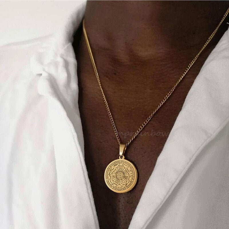 Peris Gems Seal of the Seven Archangels Necklaces Unisex | Stainless Steel Amulets Seal of the Seven Archangels Necklace Unisex Stainless Steel SHEIN Amazon Temu