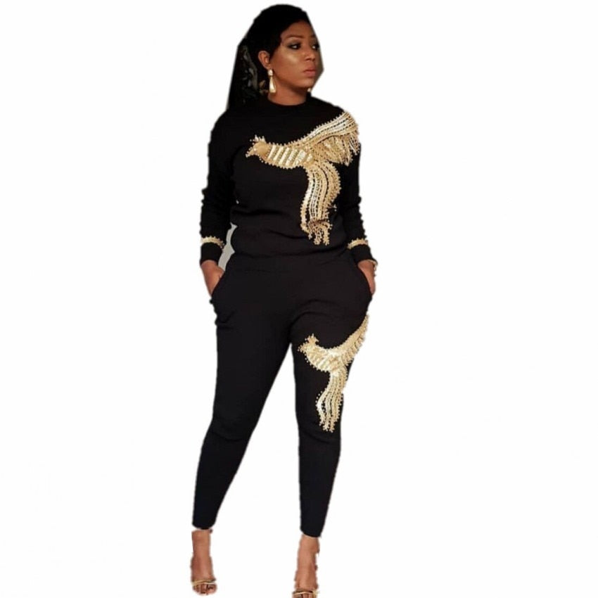 Peris Gems Sequined Phoenix 2pc Tracksuit + Sweatshirt for Women | Long Sleeve Outfit Sequined Phoenix 2pc Tracksuit + Sweatshirt for Women SHEIN Amazon Temu