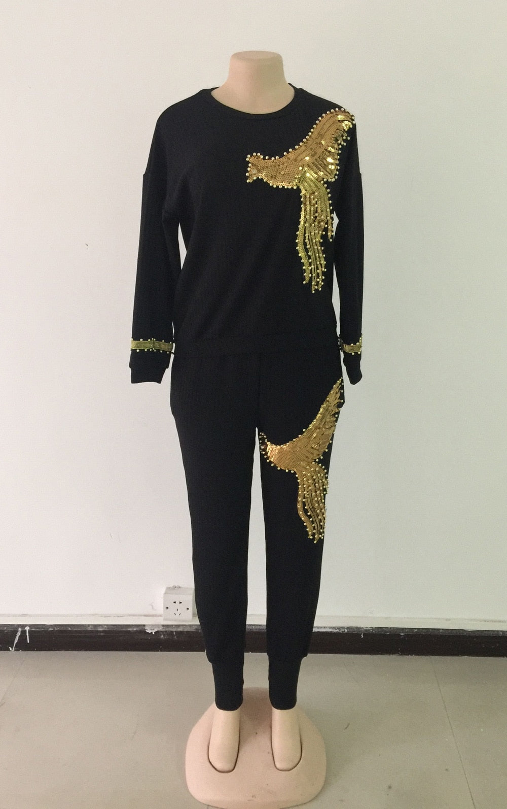 Peris Gems Sequined Phoenix 2pc Tracksuit + Sweatshirt for Women | Long Sleeve Outfit Sequined Phoenix 2pc Tracksuit + Sweatshirt for Women SHEIN Amazon Temu