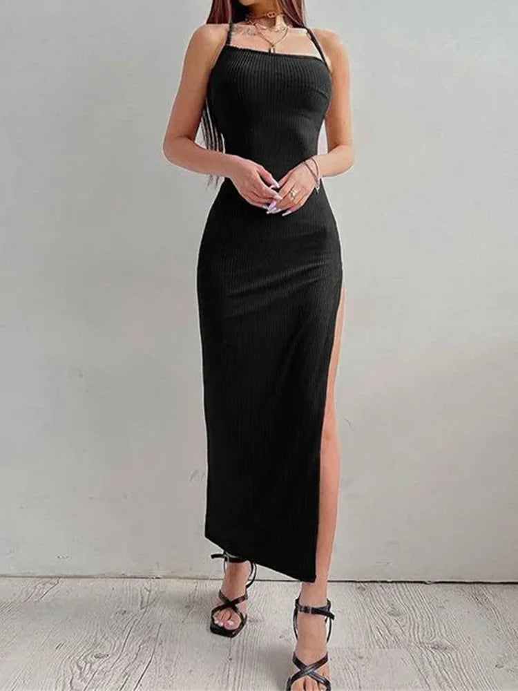 Peris Gems Sexy Black Long Bodycon Dress Women Summer Sleeveless Blackless Halter Neck Spaghetti Strap Dresses High Split Vestidos Sexy Black Long Bodycon Dress Women Summer Sleeveless Blackless Halter Neck Spaghetti Strap Dresses High Split Vestidos SHEIN Amazon Temu