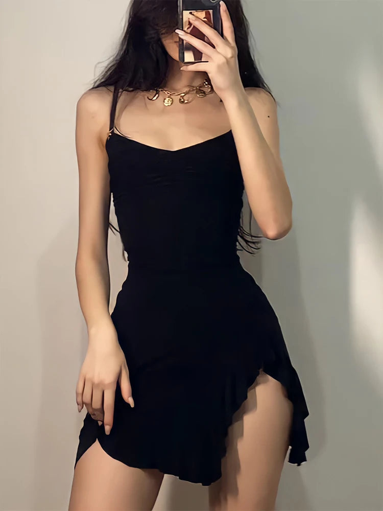 Peris Gems Sexy Mini Dress Women Summer New Black Sleeveless Strap Backless Folds Bodycon Split Dress Streetwear Elegant Party A-LINE Dress Sexy Mini Dress Women Summer New Black Sleeveless Strap Backless Folds Bodycon Split Dress Streetwear Elegant Party A-LINE Dress SHEIN Amazon Temu