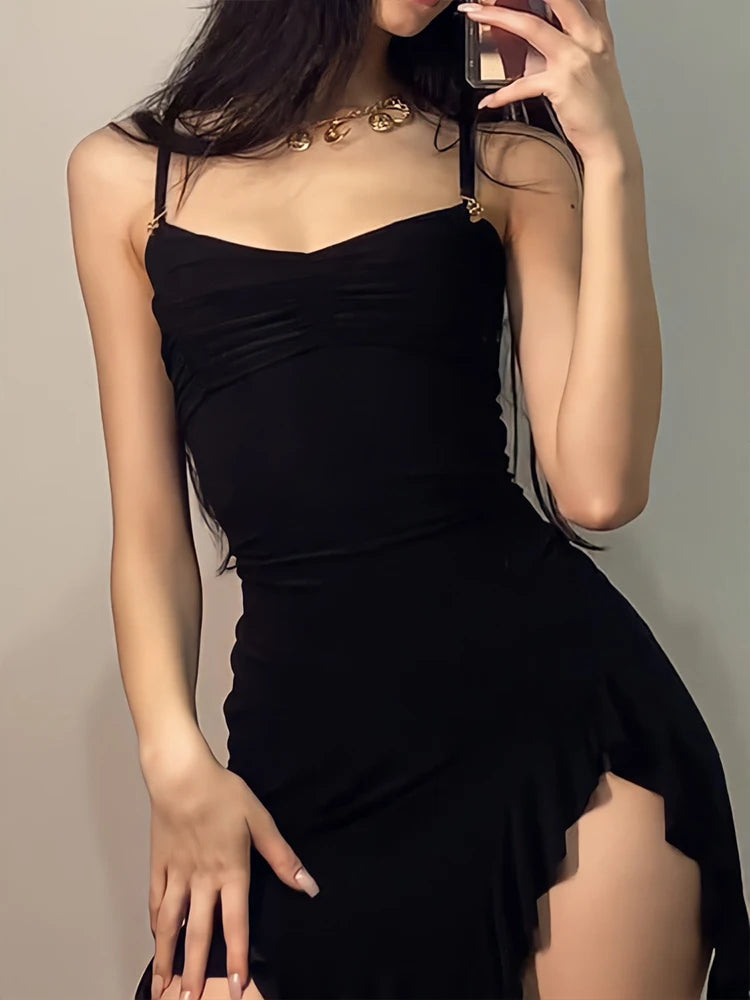 Peris Gems Sexy Mini Dress Women Summer New Black Sleeveless Strap Backless Folds Bodycon Split Dress Streetwear Elegant Party A-LINE Dress Sexy Mini Dress Women Summer New Black Sleeveless Strap Backless Folds Bodycon Split Dress Streetwear Elegant Party A-LINE Dress SHEIN Amazon Temu