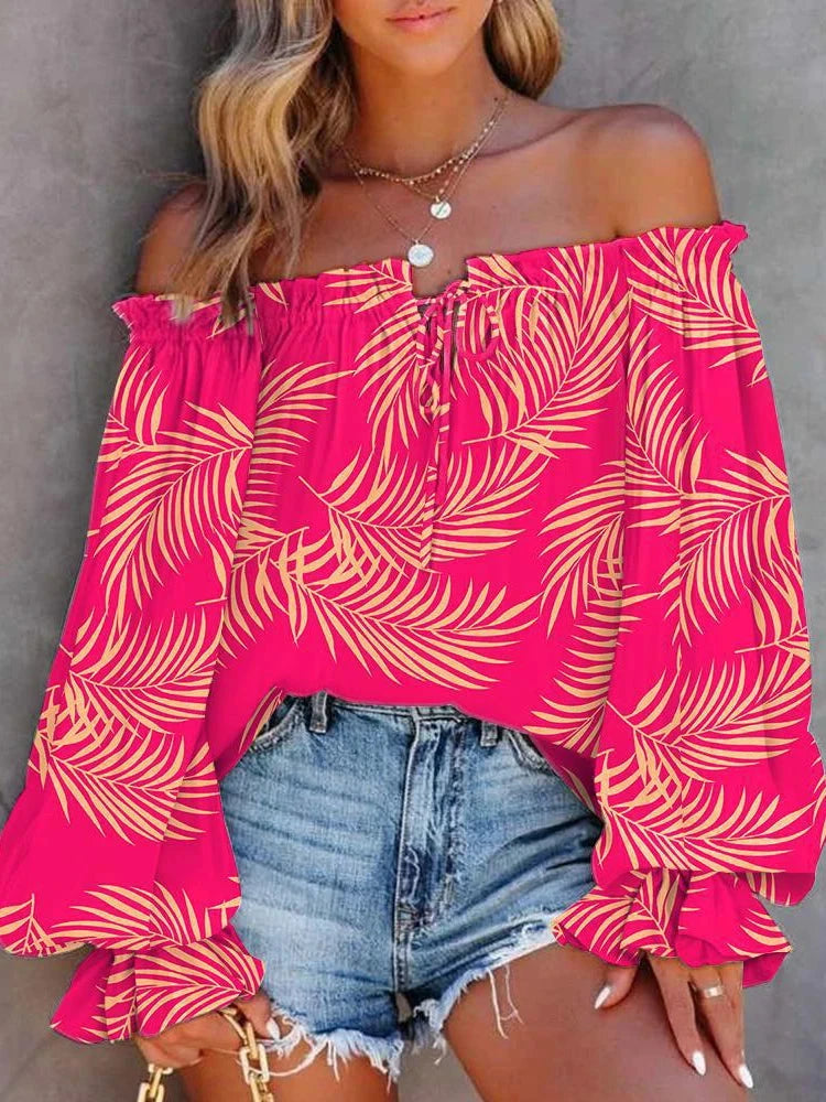 Peris Gems Sexy Slash Neck Off The Shoulder Strapless Lace Up Long Sleeve Floral Print Blouse Tops Summer Lady OL Workwear Blouse Shirts Sexy Slash Neck Off The Shoulder Strapless Lace Up Long Sleeve Floral Print Blouse Tops Summer Lady OL Workwear Blouse Shirts SHEIN Amazon Temu