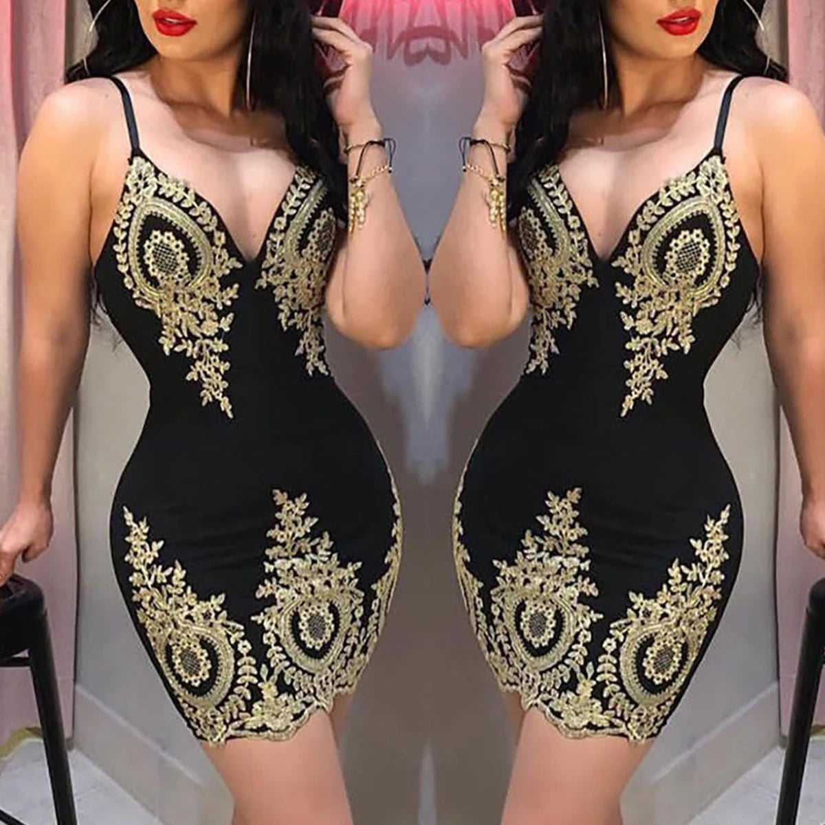 Peris Gems Sexy summer party halter dress Sleeveless slim-fit mini dress with low neck and halter back Sexy summer party halter dress Sleeveless slim-fit mini dress with low neck and halter back SHEIN Amazon Temu