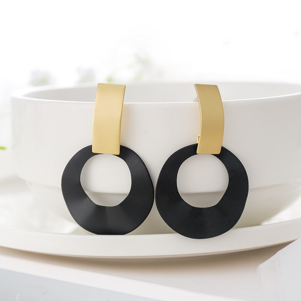Peris Gems SF106 Black and Golden Drop Earrings for Women | Hollow Dangle Earrings for Women SHEIN Amazon Temu