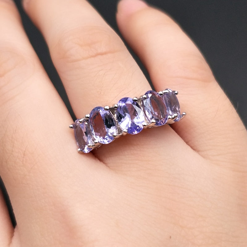 Peris Gems Shiny Clear Tanzanite Blue Diamond Anniversary Ring for Women SHEIN Amazon Temu