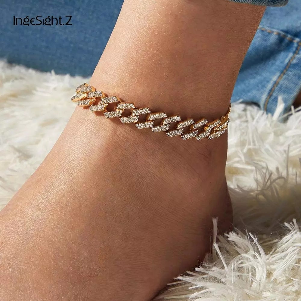 Peris Gems Shiny Diamond Cuban Chain Anklets for Women SHEIN Amazon Temu