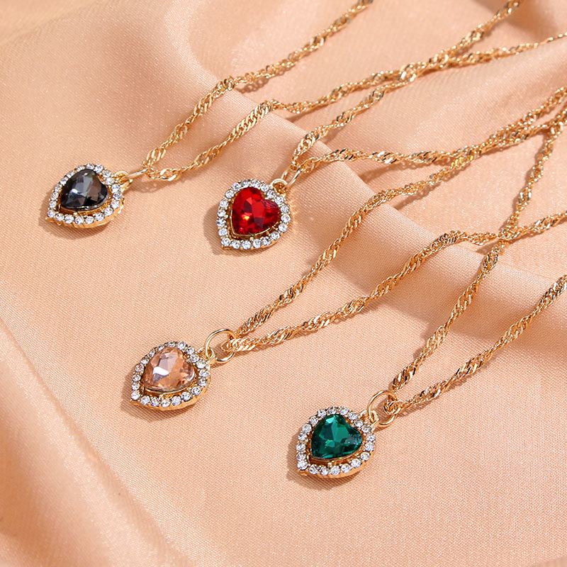 Peris Gems Shiny Heart Crystal Pendant Necklace for Women | Gold Love Necklace Shiny Heart Crystal Pendant Necklace | Gold Love Necklace SHEIN Amazon Temu