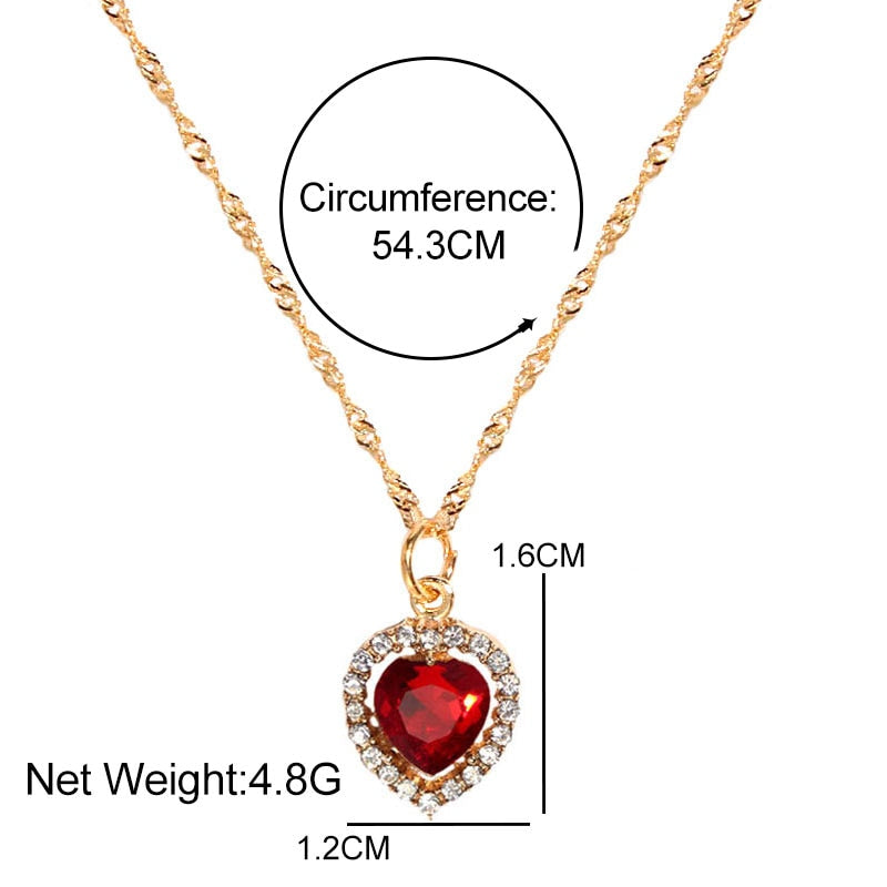 Peris Gems Shiny Heart Crystal Pendant Necklace for Women | Gold Love Necklace Shiny Heart Crystal Pendant Necklace | Gold Love Necklace SHEIN Amazon Temu