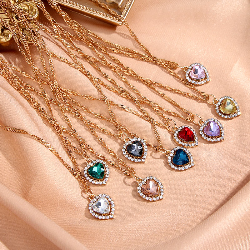 Peris Gems Shiny Heart Crystal Pendant Necklace for Women | Gold Love Necklace Shiny Heart Crystal Pendant Necklace | Gold Love Necklace SHEIN Amazon Temu