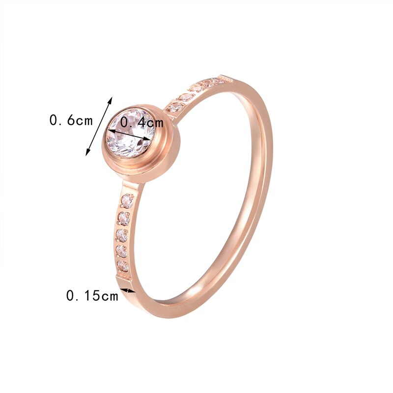 Peris Gems Shiny Round Crystal Ring for Women | Stainless Steel Rose Gold Diamond Love Ring SHEIN Amazon Temu