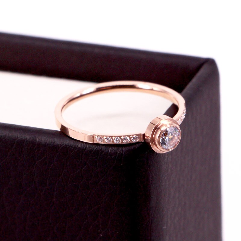 Peris Gems Shiny Round Crystal Ring for Women | Stainless Steel Rose Gold Diamond Love Ring SHEIN Amazon Temu