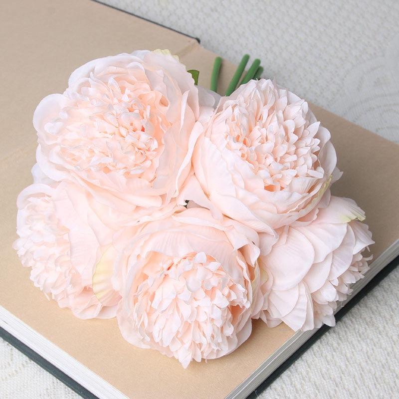 Peris Gems Silk Bouquet Flower Arrangements | 5-Head Peony Flower Bridal Decorations Silk Bouquet Flower Arrangements | 5-Head Peony Flower SHEIN Amazon Temu
