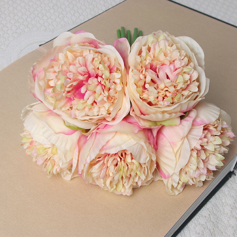 Peris Gems Silk Bouquet Flower Arrangements | 5-Head Peony Flower Bridal Decorations Silk Bouquet Flower Arrangements | 5-Head Peony Flower SHEIN Amazon Temu