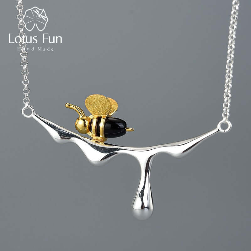 Peris Gems Silver 18K Gold Bee Dripping Honey Pendant Necklace for Women | 925 Sterling Silver 18K Gold Bee Dripping Honey Pendant Necklace for Women | 925 SHEIN Amazon Temu
