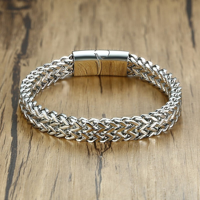 Peris Gems Silver / 19cm Polished Steel Double Mesh 8.5MM Bracelets Unisex | Stainless Steel Polished Steel Double Mesh 8.5MM Bracelets Unisex | Steel SHEIN Amazon Temu