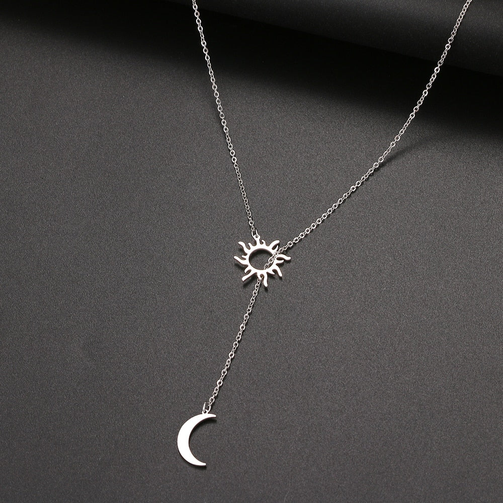 Peris Gems Silver / 60CM Stainless Steel Sun Totem Moon Necklace for Women | Gold Summer Necklace Stainless Steel Sun Totem Moon Necklace for Women | Gold SHEIN Amazon Temu