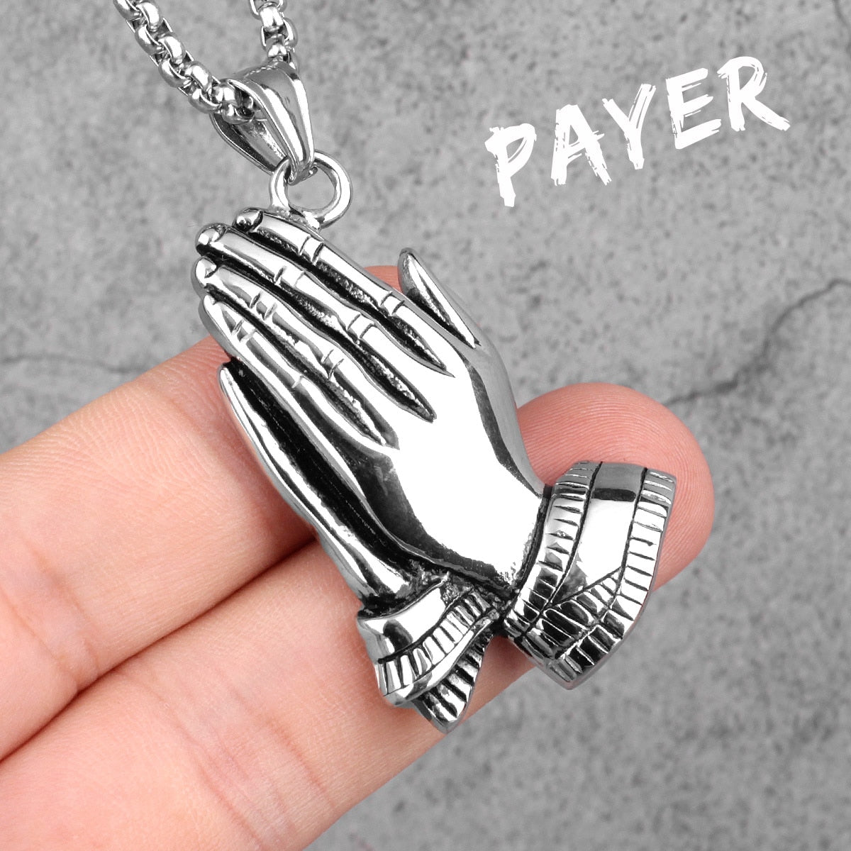 Peris Gems Silver / 70cm Stainless Prayer Hands Amulet Pendant Necklaces Unisex SHEIN Amazon Temu