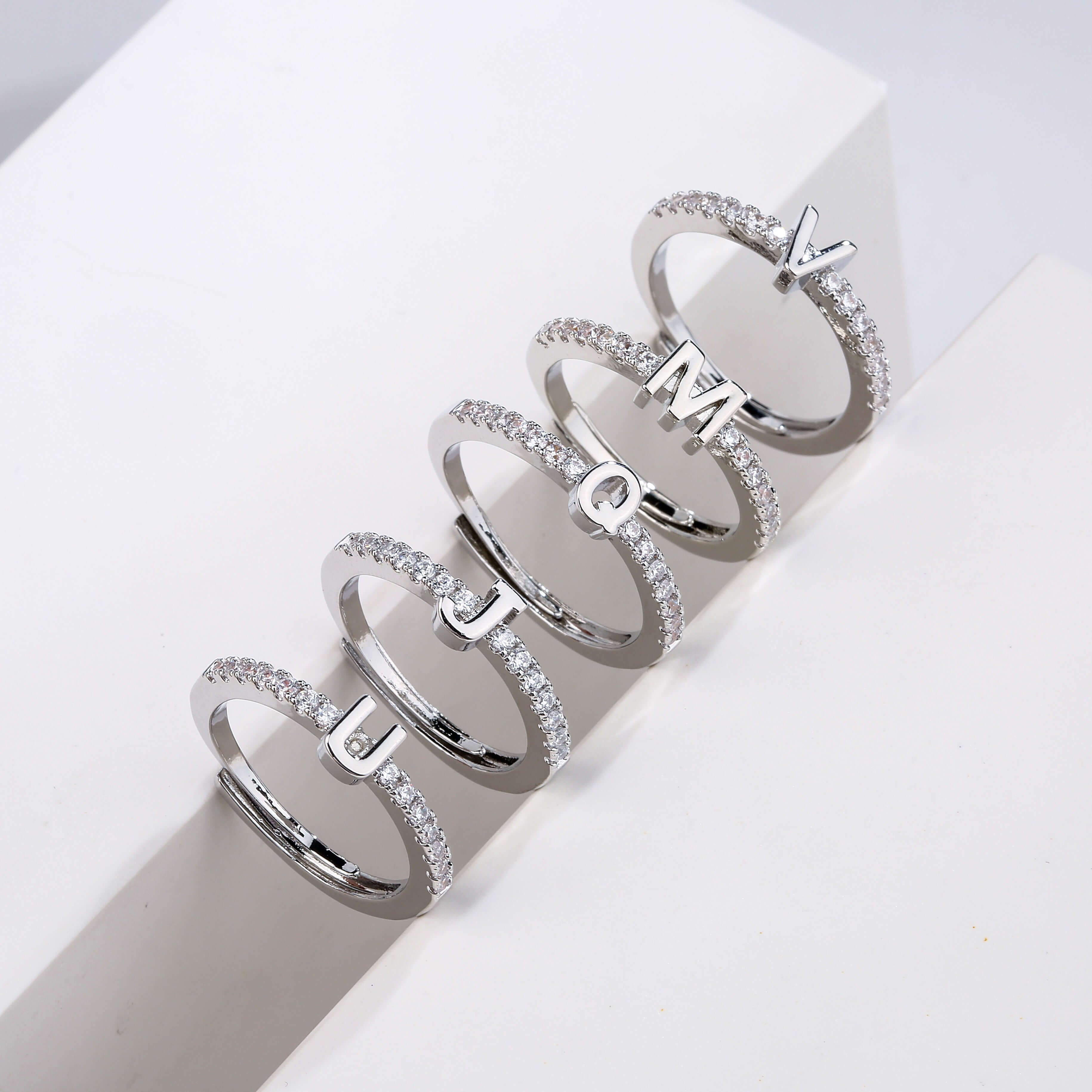 Peris Gems Silver / A Alphabet Letters Initial Rings - Classic Adjustable Opening Gold Silver Ring SHEIN Amazon Temu