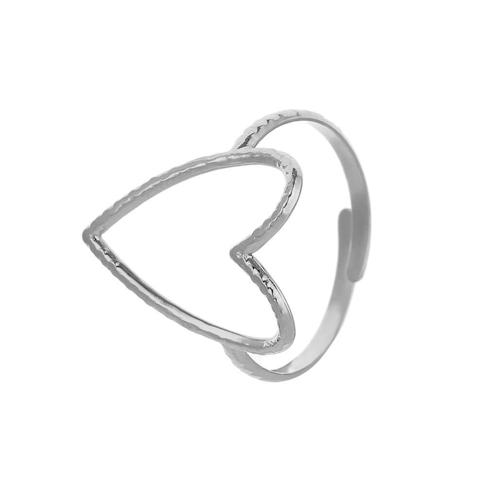 Peris Gems Silver Adjustable Hollow Heart Love Aesthetic Rings for Women SHEIN Amazon Temu