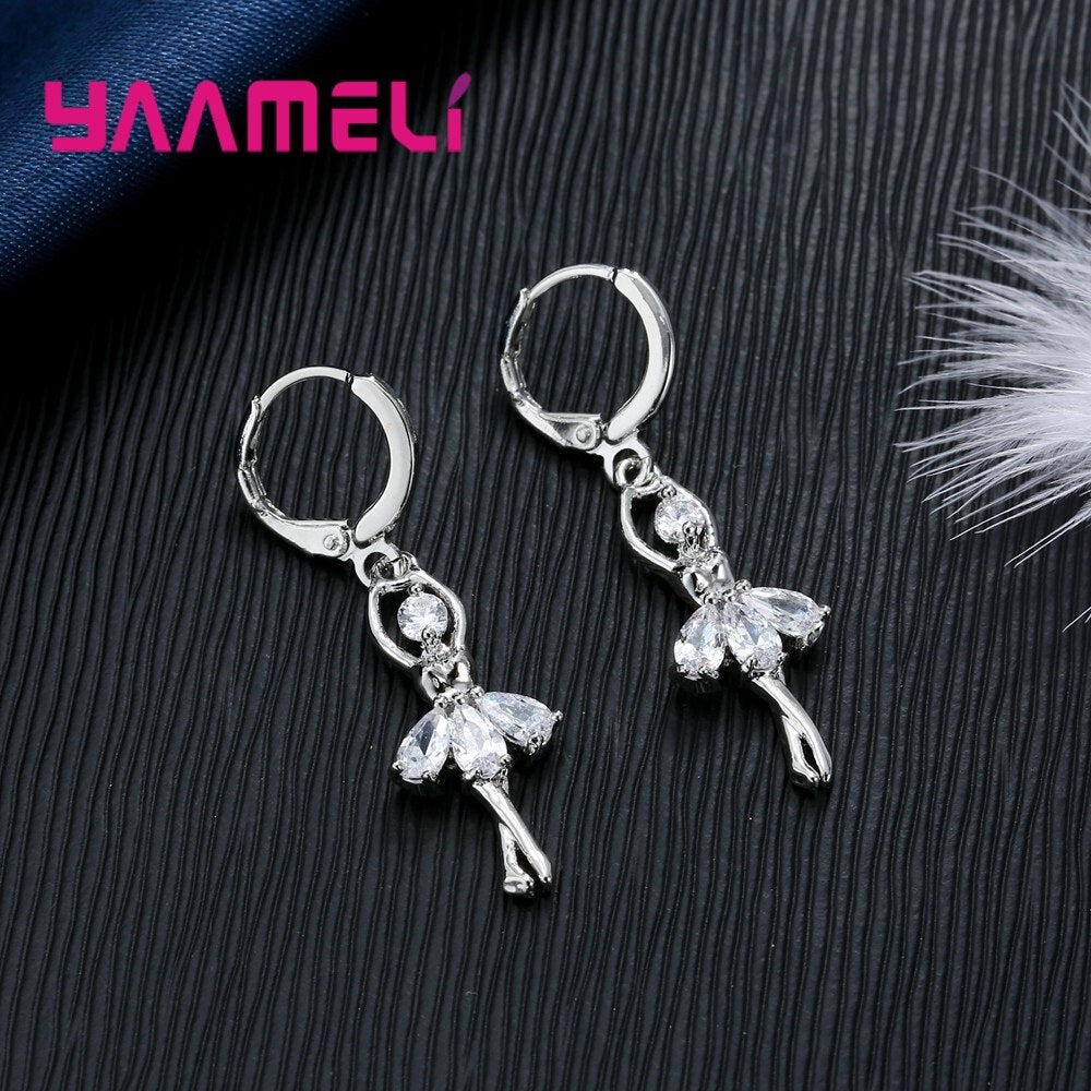 Peris Gems Silver Ballerina Necklace and Earrings Set for Women | Sterling Silver Necklace Earrings Set for Women SHEIN Amazon Temu