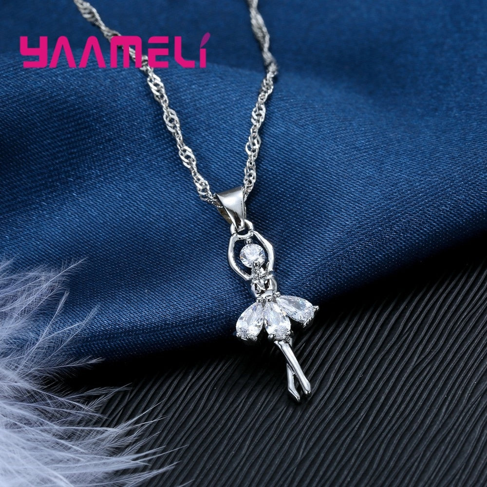 Peris Gems Silver Ballerina Necklace and Earrings Set for Women | Sterling Silver Necklace Earrings Set for Women SHEIN Amazon Temu