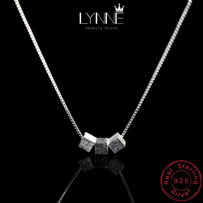 Peris Gems Silver Beaded Square Collarbone 925 Silver Necklace Unisex SHEIN Amazon Temu