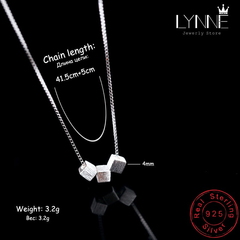 Peris Gems Silver Beaded Square Collarbone 925 Silver Necklace Unisex SHEIN Amazon Temu