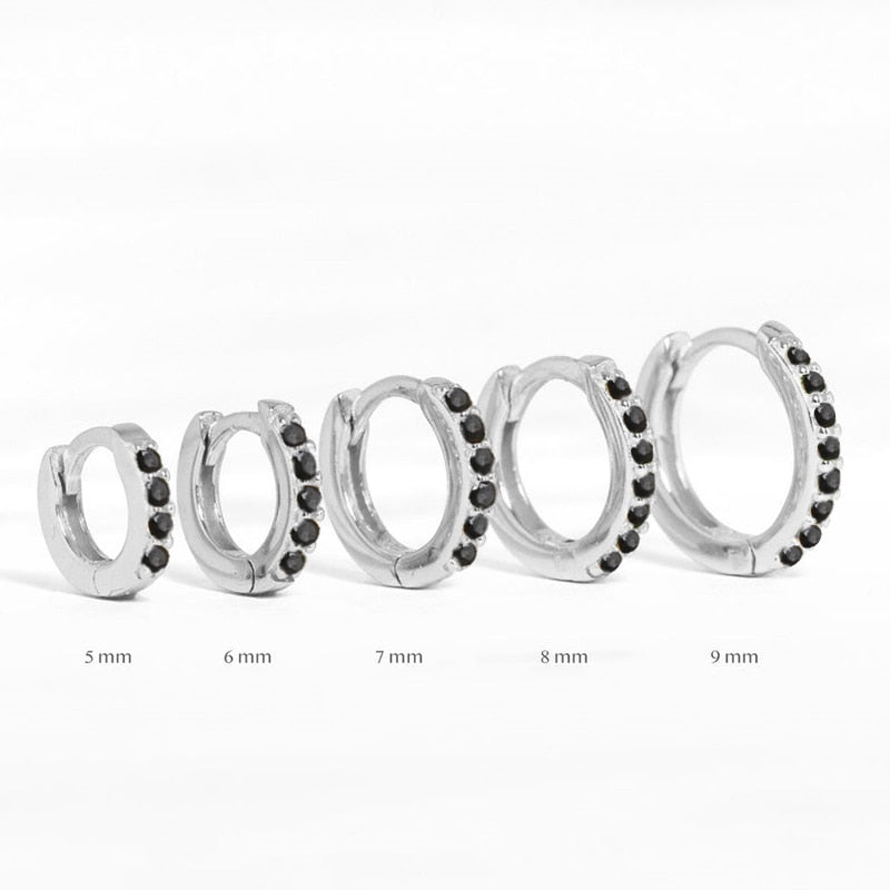 Peris Gems Silver Black / 9mm 2pcs Real 925 Sterling Silver Hoop Earrings for Women | Round Circle Earrings SHEIN Amazon Temu