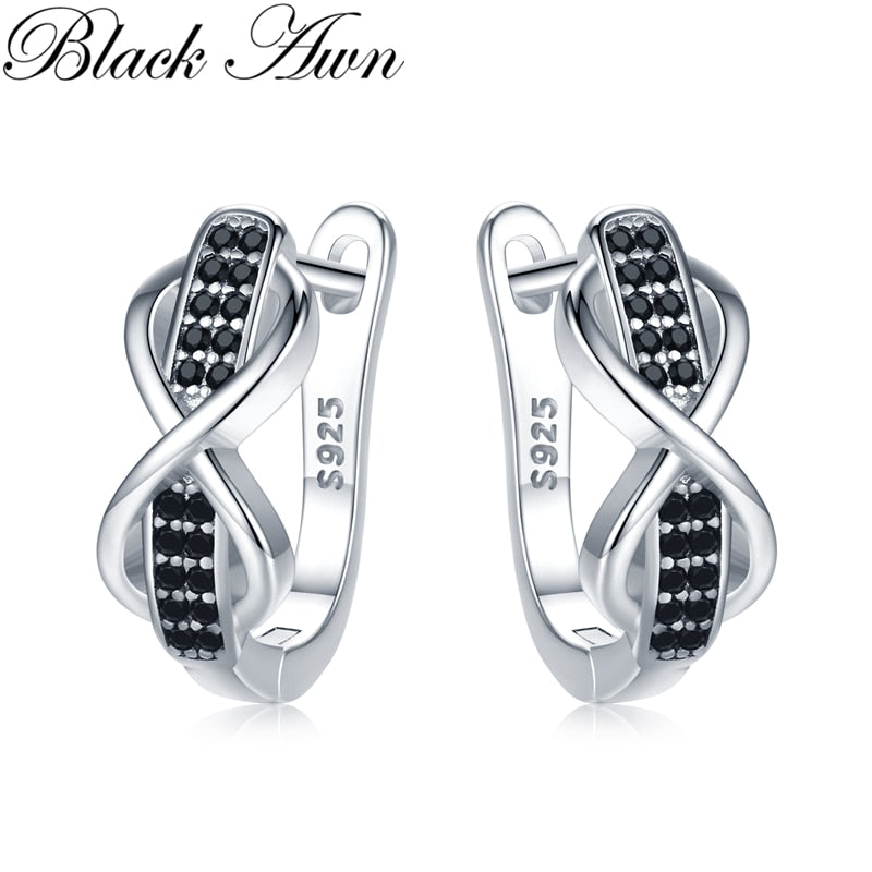 Peris Gems Silver Black Diamond Infinity Hoop Earrings for Women SHEIN Amazon Temu