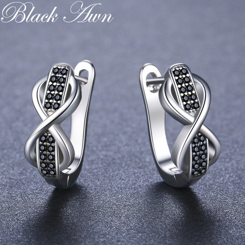 Peris Gems Silver Black Diamond Infinity Hoop Earrings for Women SHEIN Amazon Temu