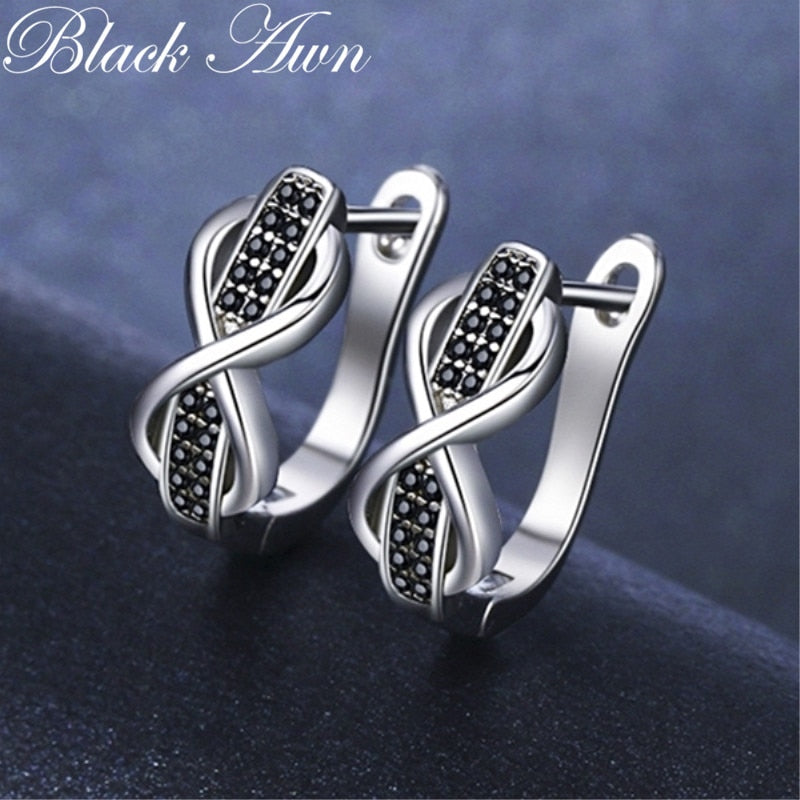 Peris Gems Silver Black Diamond Infinity Hoop Earrings for Women SHEIN Amazon Temu