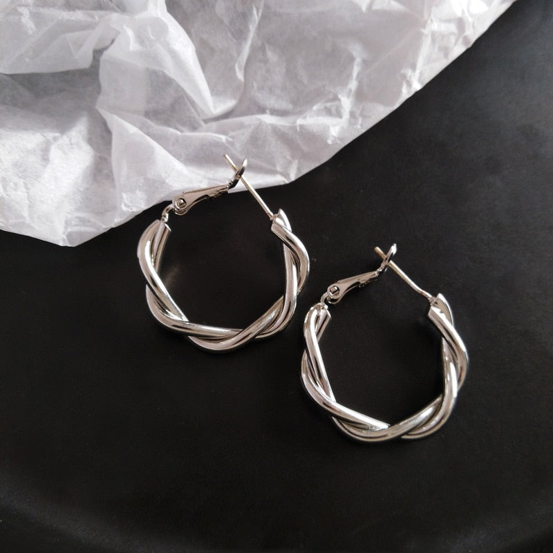 Peris Gems silver C Shaped Twisted Stud Earrings for Women | Round Retro Silver Gold Earrings for Women SHEIN Amazon Temu