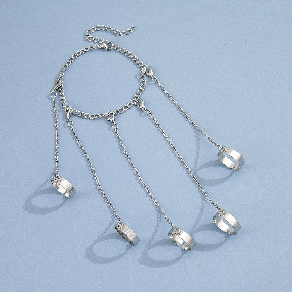 Peris Gems Silver Chain Wrist Emo Bracelets with Rings Unisex SHEIN Amazon Temu