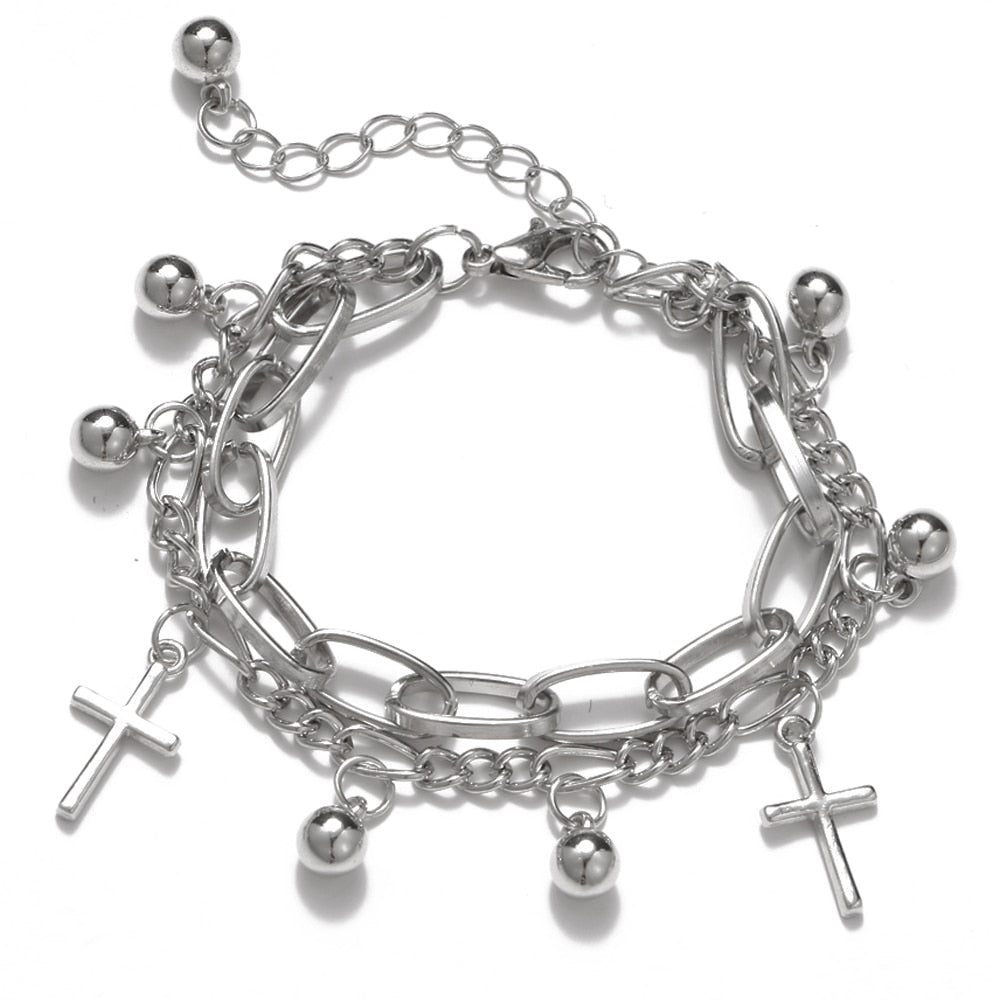 Peris Gems Silver Cross Golden 2-4pc Lovely Bracelets Collection for Women SHEIN Amazon Temu