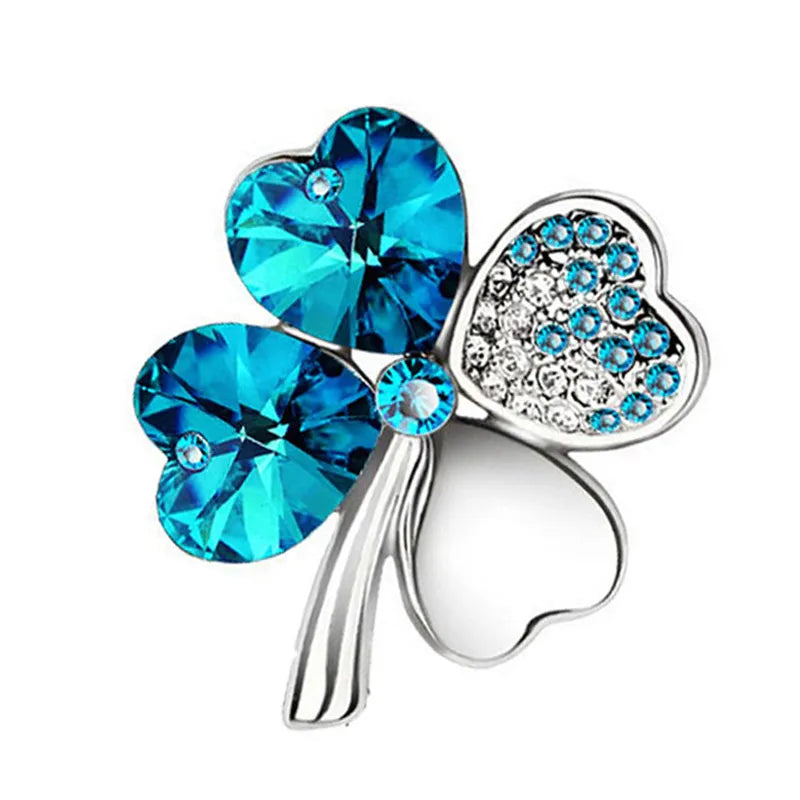 Peris Gems silver crystalblue Irish Luck Four Leaf Clover Lapel Badge Pins SHEIN Amazon Temu