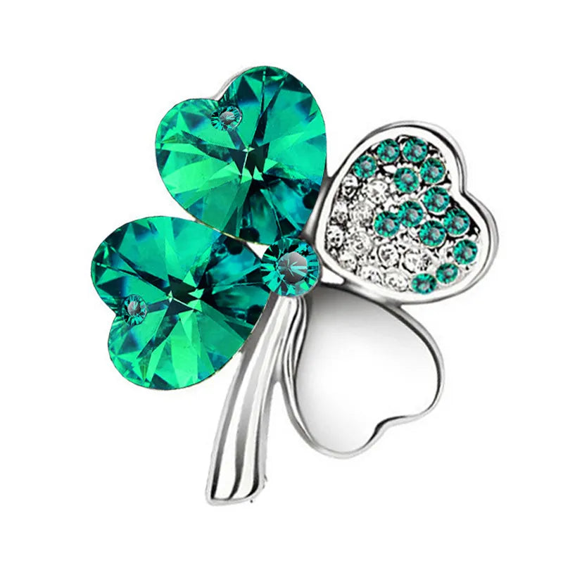 Peris Gems silver crystalgreen Irish Luck Four Leaf Clover Lapel Badge Pins SHEIN Amazon Temu