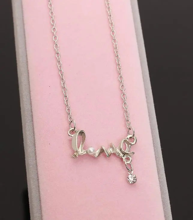 Peris Gems Silver Cursive "Love" Word Pendant Necklace for Women SHEIN Amazon Temu