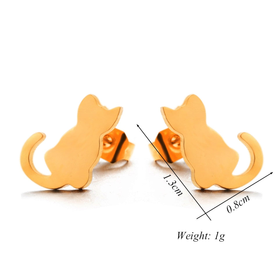 Peris Gems Silver Cute Kitten Stud Earrings for Women | Stainless Steel Cat Earrings Silver Cute Kitten Stud Earrings for Women | Stainless Steel SHEIN Amazon Temu