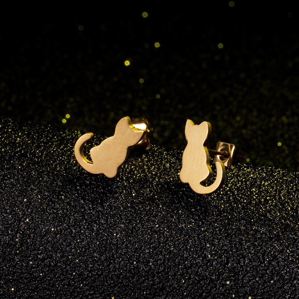 Peris Gems Silver Cute Kitten Stud Earrings for Women | Stainless Steel Cat Earrings Silver Cute Kitten Stud Earrings for Women | Stainless Steel SHEIN Amazon Temu