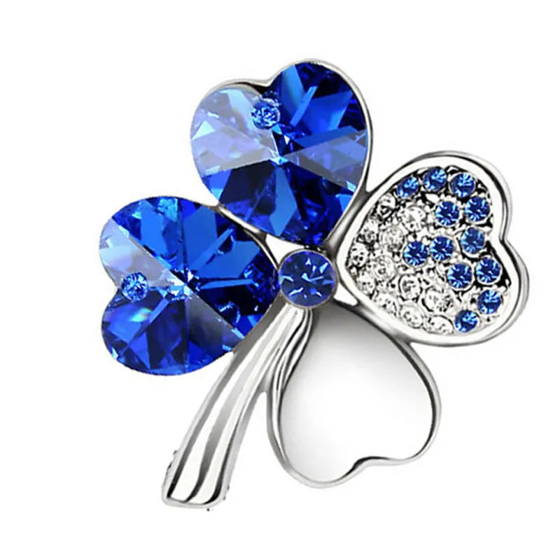Peris Gems silver darkblue Irish Luck Four Leaf Clover Lapel Badge Pins SHEIN Amazon Temu
