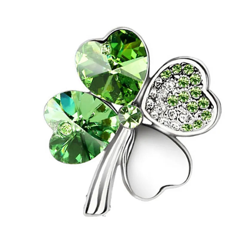 Peris Gems silver darkgreen Irish Luck Four Leaf Clover Lapel Badge Pins SHEIN Amazon Temu