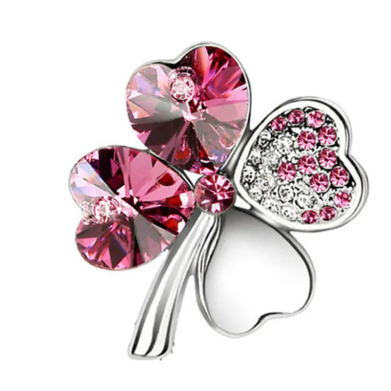 Peris Gems silver darkpink Irish Luck Four Leaf Clover Lapel Badge Pins SHEIN Amazon Temu