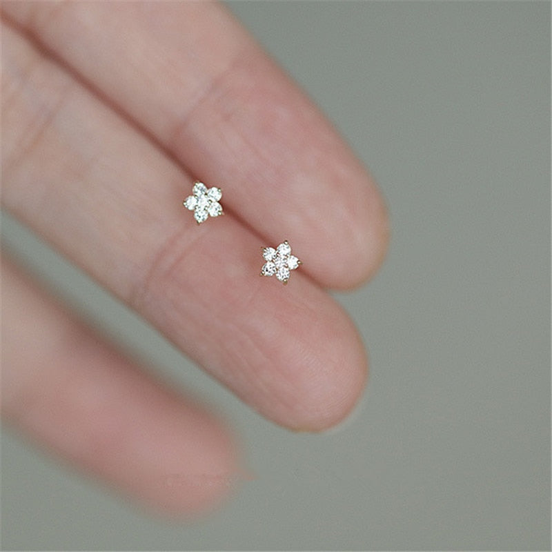 Peris Gems Silver Delicate Small Diamond Flower Stud Earrings for Women SHEIN Amazon Temu