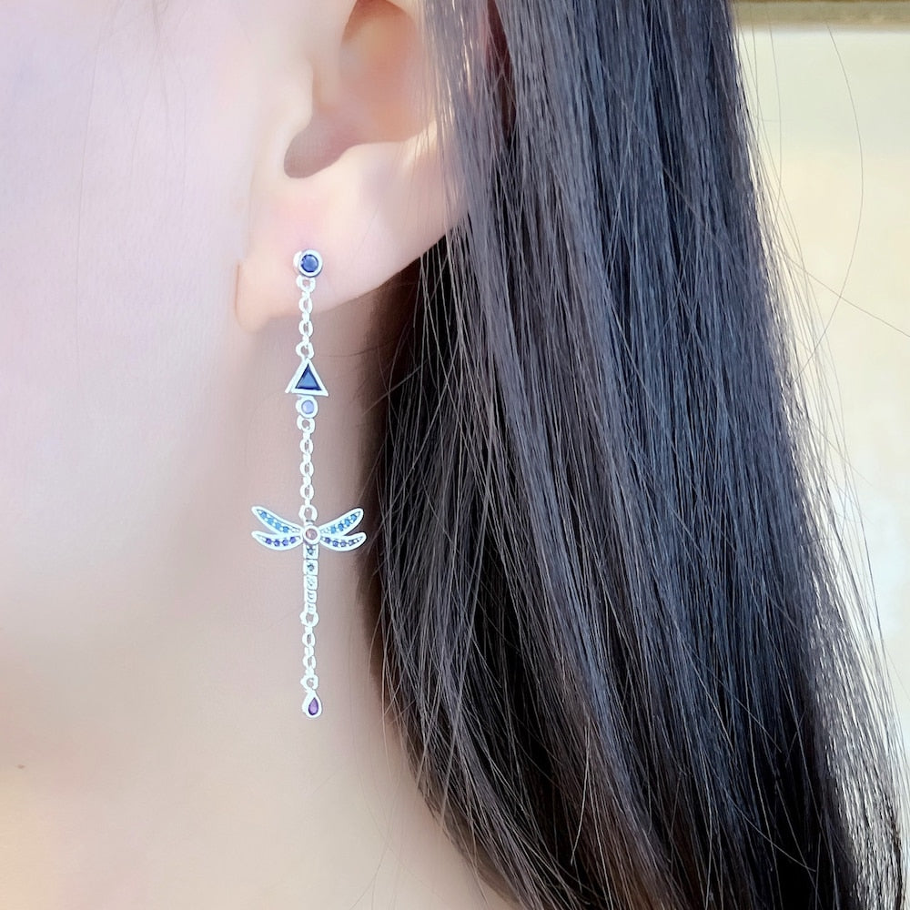 Peris Gems Silver Diamond Dragonfly Earrings for Women | Sterling Silver Silver Diamond Dragonfly Earrings for Women |Sterling Silver SHEIN Amazon Temu