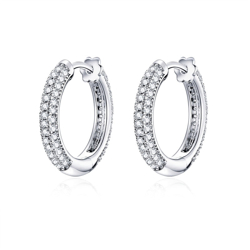 Peris Gems Silver Diamond Sterling Silver Hoop Buckle Earrings for Women SHEIN Amazon Temu