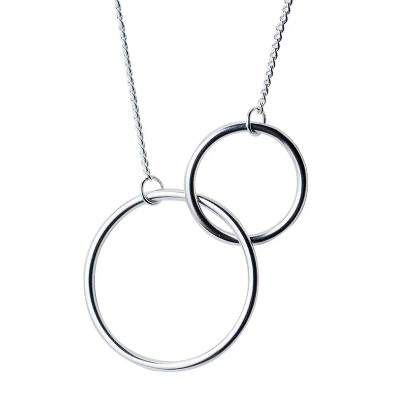 Peris Gems Silver Double Circle 925 Silver Pendant Necklaces Unisex SHEIN Amazon Temu