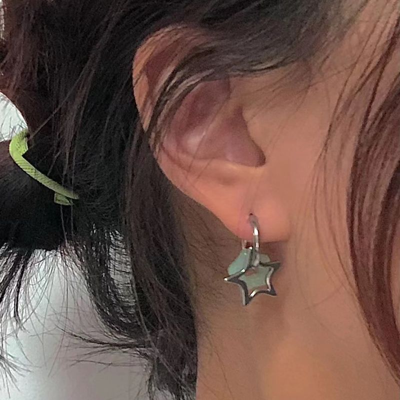 Peris Gems Silver Double Star Stud Earrings | Women&